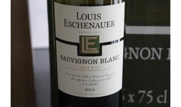 6 flessen à 75cl witte wijn Louis Eschenauer, Sauvignon Blanc 2019 en 6 flessen à 75cl witte wijnChevalier Alexis Lichine Chardonnay 2018